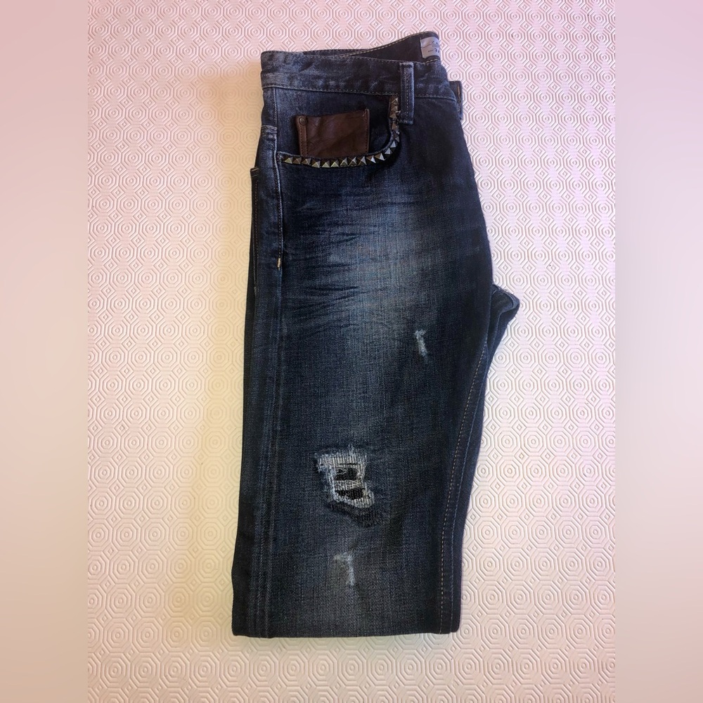 Zara man - Dark jeans with brown pocket and studs around pockets